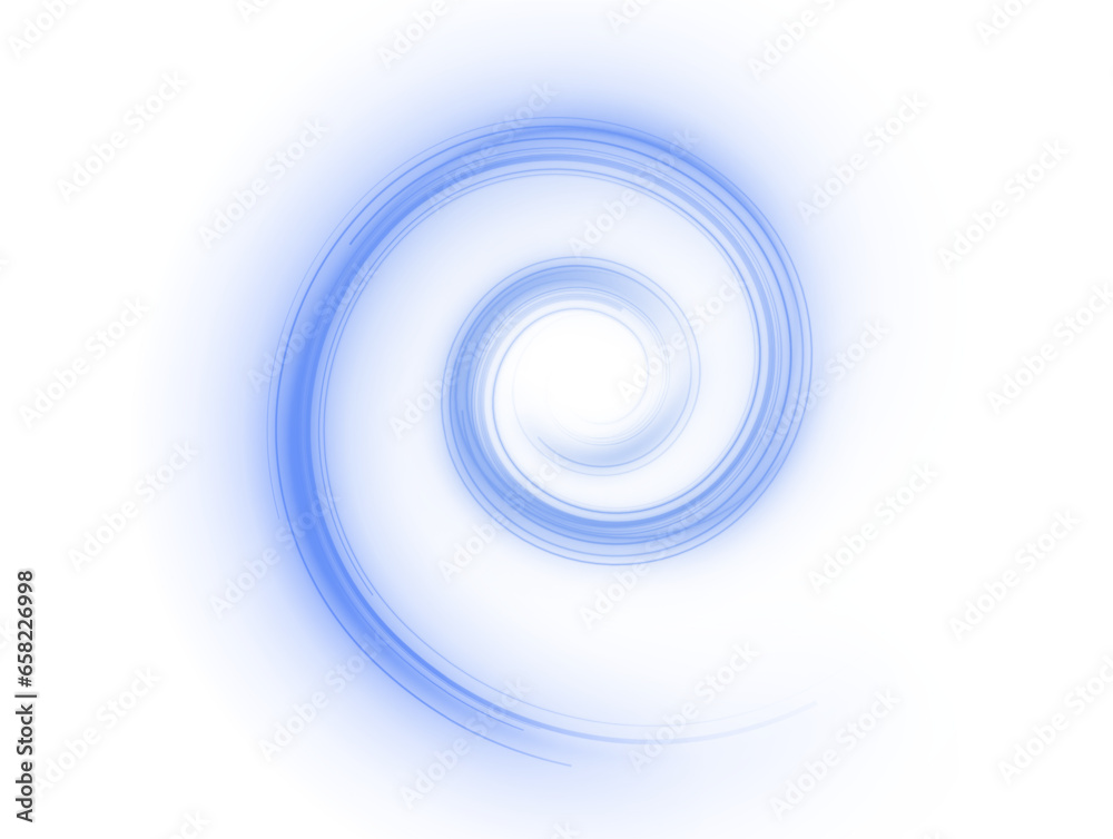 Festive glowing curl in blue color. Luminous blue podium. Sales funnel. A magical light line twisting into a spiral. Spiral light PNG. White background.