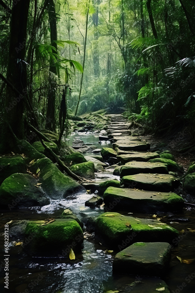 Stream flowing through the rainforest in Costa Rica, Central America. Stream flowing through the rainforest in Costa Rica, Central America.