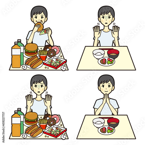 摂食障害のイラスト（痩せた男性）