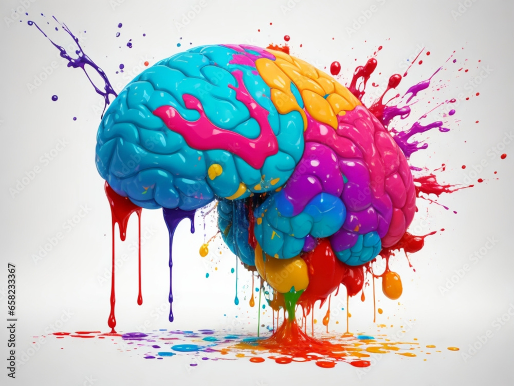 Cervello colorato 
per creatività e ispirazione - AI generativa - obrazy, fototapety, plakaty 