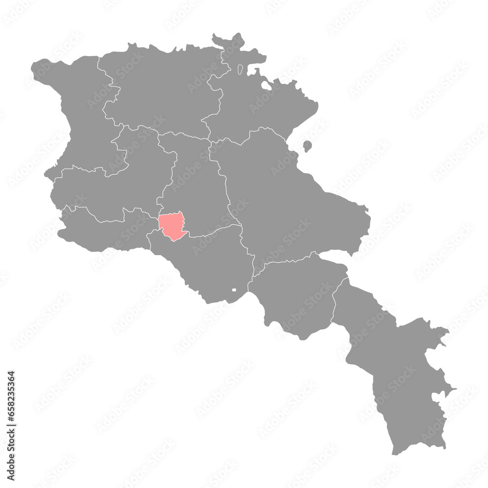 Yerevan map, administrative division of Armenia.