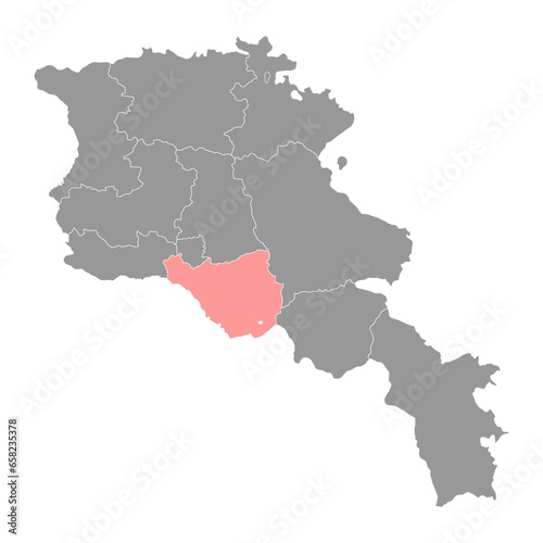 Ararat province map, administrative division of Armenia.