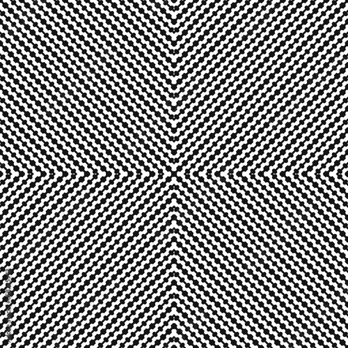 Seamless pattern with symmetric geometric ornament. Repeated black engrailed and invected lines on white background. Heraldry motif. Zigzag abstract wallpaper. Jagged vector illustration