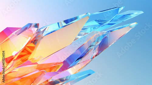 Glass crystals through which colorful sunlight