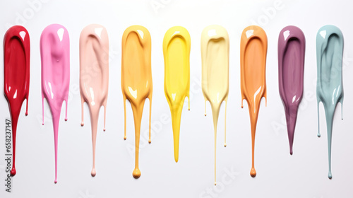 A set of pigment colors in makeup on a white background