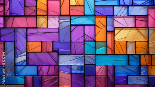 Beautifully colored stained glass made of translucent polygons