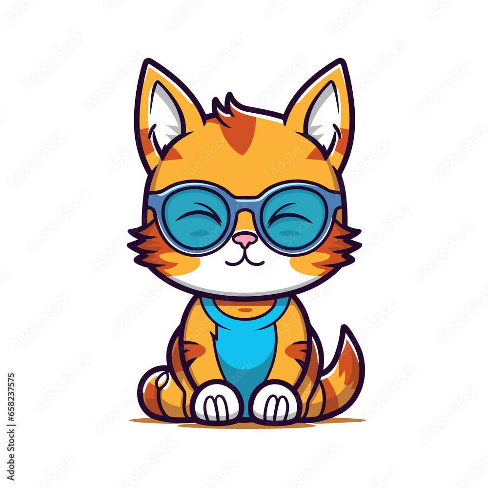 Cool cat wearing glasses cartoon, Illustration, Cartoon PNG