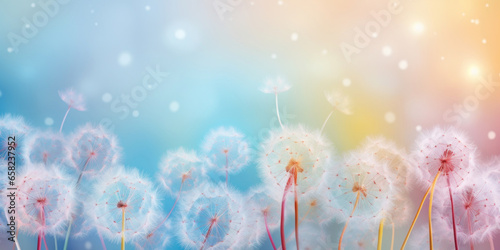 Colorful background of dandelions in close-up © red_orange_stock