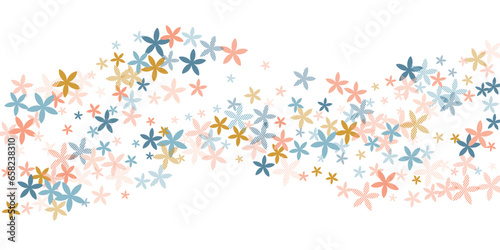 Periwinkle simple flowers vector illustration. Gentle field blossom elements ...
