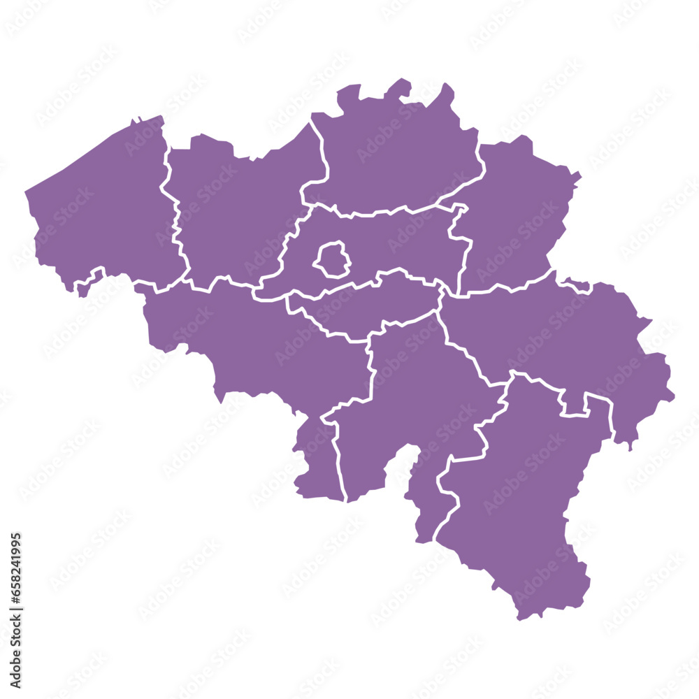 Silhouette and colored (purple) belgium map