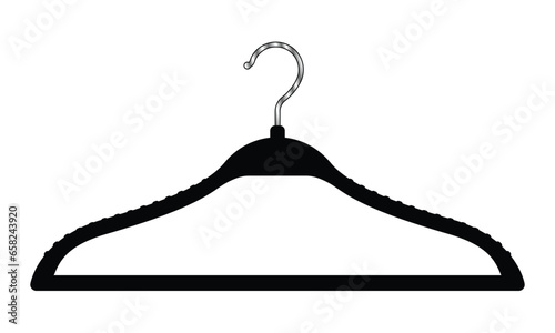 Black hanger with anti-sliding isolated on white background, vector file.