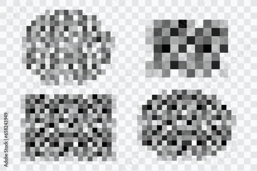 Censor pixel mosaic bar, simple gray blur censure frame on transparent background