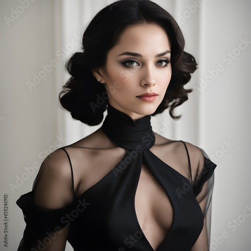 woman in black dress