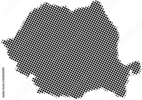 Abstract map of Romania made from squares