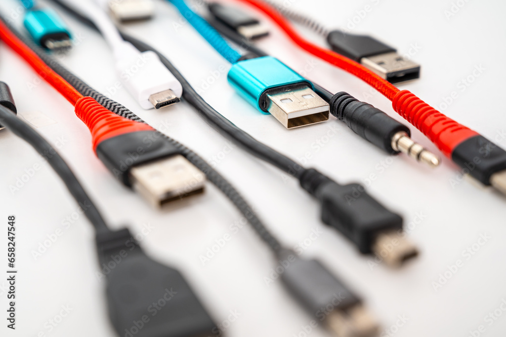 Types of plugs and cables for audio, video, computer, smartphone and