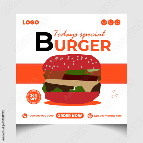 Delicious food menu or restaurant social media post template.