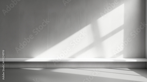 Light and shadows lines on a white wall. Blank or empty wall mockup for copy space