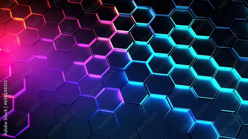 Fototapeta premium neon hexagons