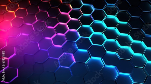 neon hexagons