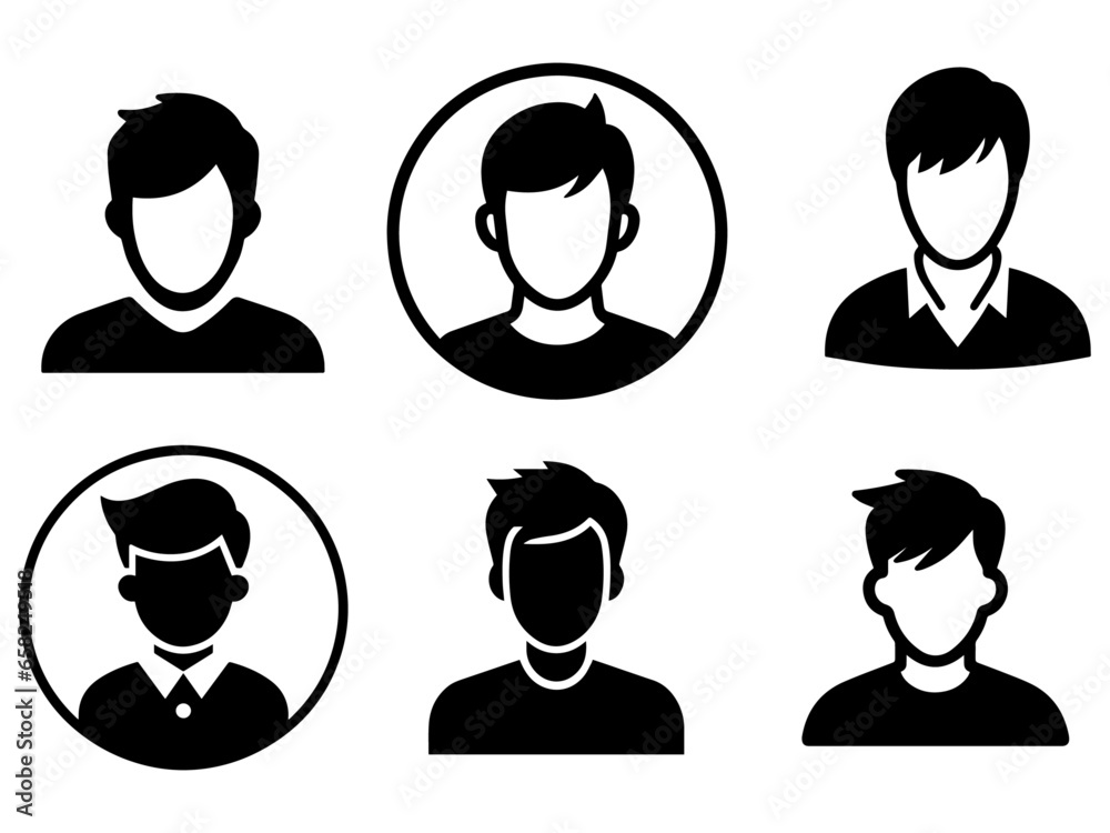 man Profile Icon vector silhouette a set of group pack black color man Profile Icon vector silhouette a set of group pack black color