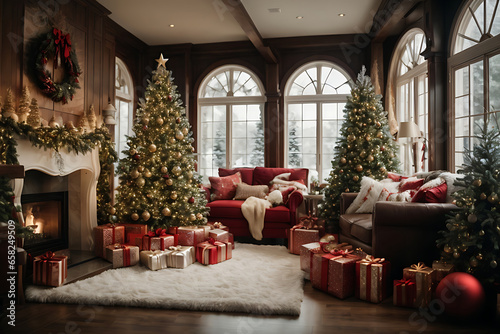 christmas tree with gifts and decorations