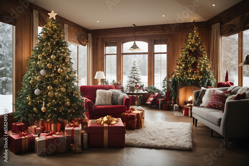 cozy room with christmas decoration