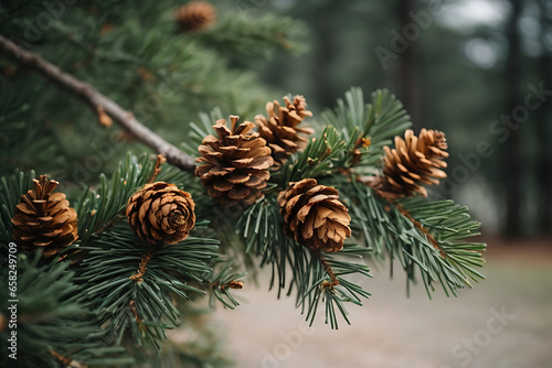pine cones on a branch