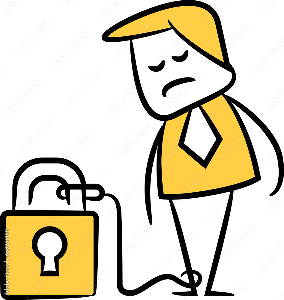 Doodle Businessman Locked with Padlock
Doodle Businessman Locked with Padlock