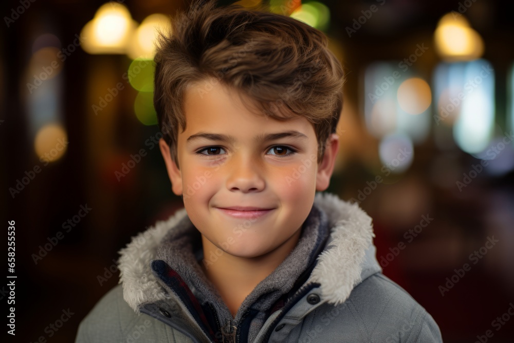 Portrait of a cute little boy smiling at camera in the city Portrait of a cute little boy smiling at camera in the city