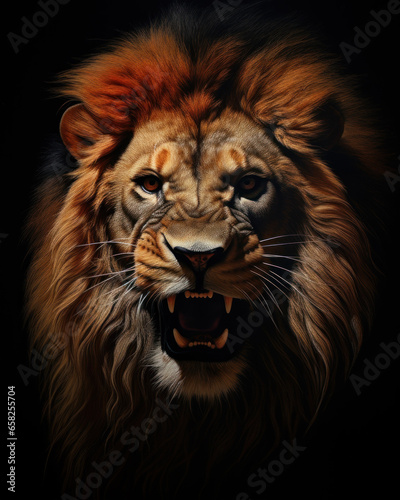 Portrait of a wild roaring lion