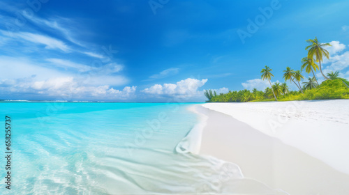 Beautiful summer tropical island with palm trees and clean turquoise beach. Beautiful summer tropical island with palm trees and clean turquoise beach.