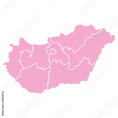 Silhouette and colored (pink) hungary map
