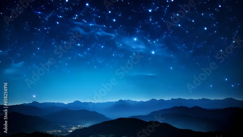 Starry night into morning sunrise over a city, Dusk to Dawn, Generative AI