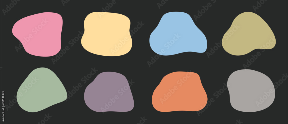 Set of organic amoeba blob shapes. Liquid amorphous shapes, irregular forms isolated. Organic fluid blob collection. Colorful flat design elements. Vector illustration