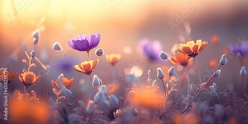 Pastel blossoms. Delicate spring symphony. Nature palette. Pink blooms in soft spring light. Blossom wonderland. Sunlight on fresh flowers in park. Capturing beauty © Thares2020