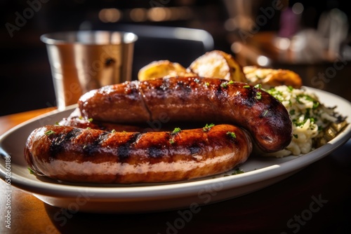 Plated Authentic Bratwurst Sausage