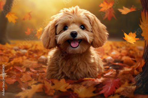 Fototapeta Naklejka Na Ścianę i Meble -  cute dog animal in autumn