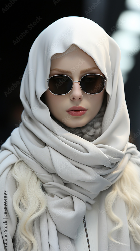 Fashion Week Top Model woman on the street. Futuristic Style. AI Generative Fashion Week Top Model woman on the street. Futuristic Style. AI Generative