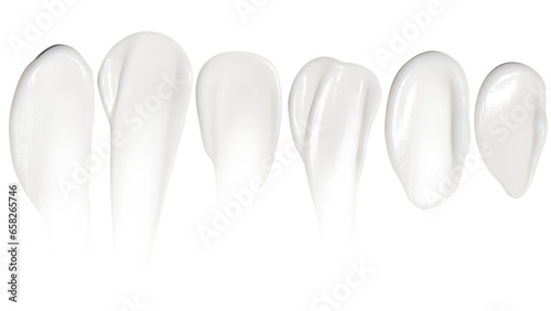 A set of smears of cosmetic cream on a blank background. PNG