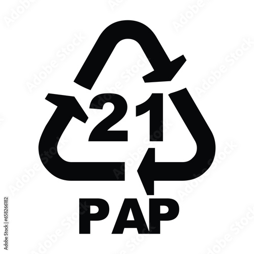 Paper recycling symbol PAP 21 other mixed paper , vector illustration