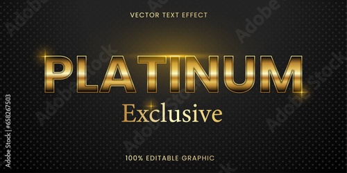 platinum gold 3d text effect. Hollow effect for each letter. Shiny and exclusive theme. Editable and scalable graphic.