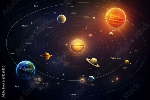 Image depicting the solar system with NASA's furnished elements. Generative AI
