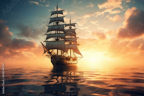 a stunning sailing vessel on the ocean. Generative AI
