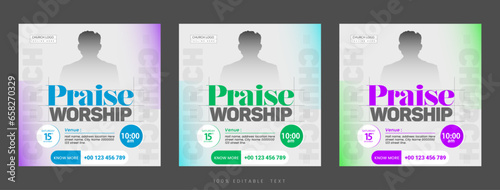 Church conference social media post or worship square flyer banner template