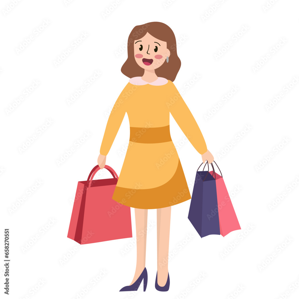 shopping girl illustration