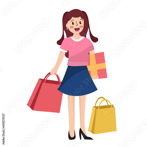 shopping girl illustration