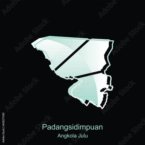 High detailed vector map of Padangsidimpuan Angkola Julu City modern outline, Logo Vector Design. Abstract, designs concept, logo, logotype element for template. photo