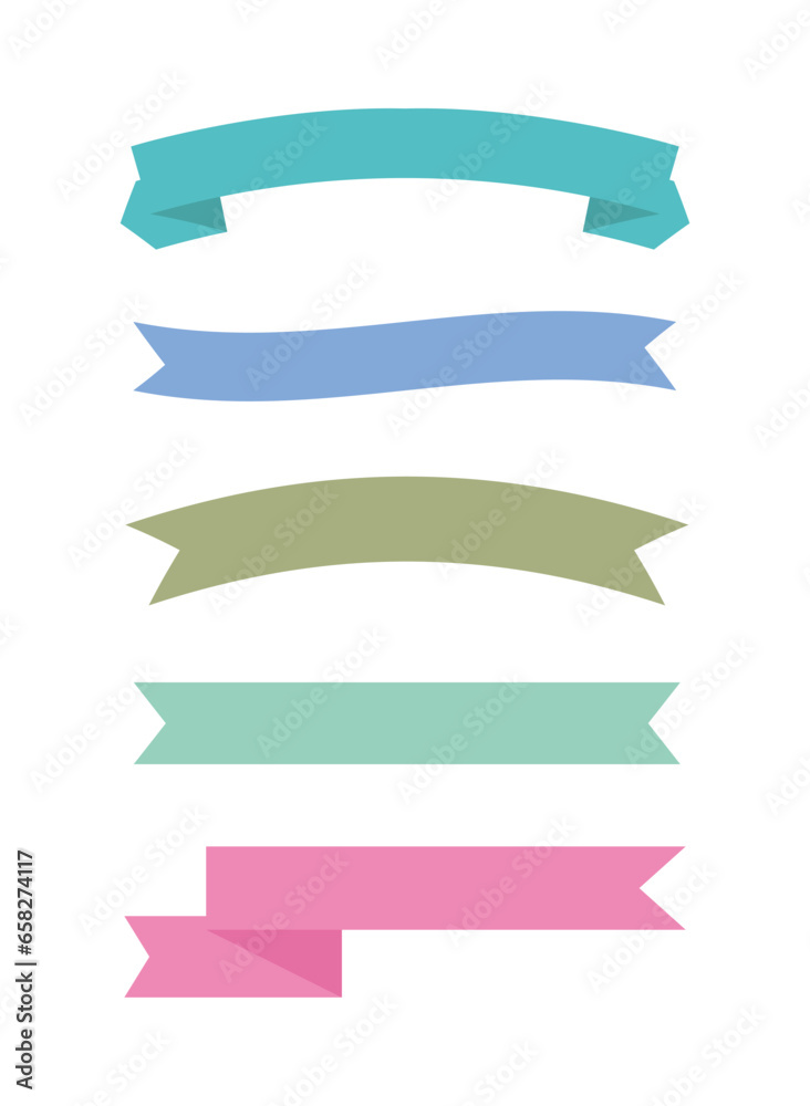 Soft colors ribbons set in different styles