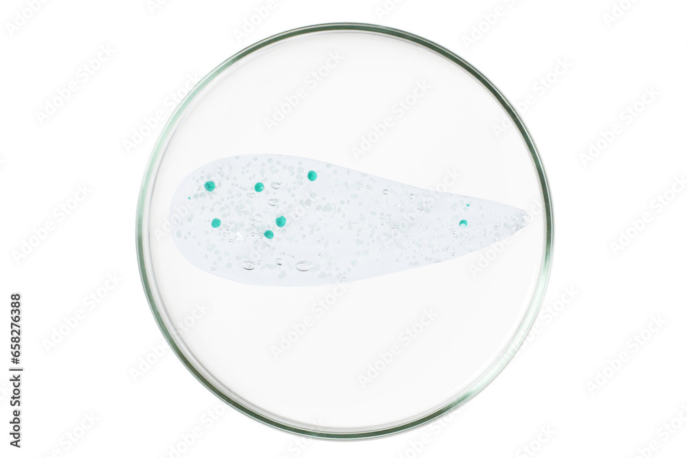 Petri dish isolated on empty background. A smear of a transparent gel, serum in a Petri dish. Petri dish isolated on empty background. A smear of a transparent gel, serum in a Petri dish.