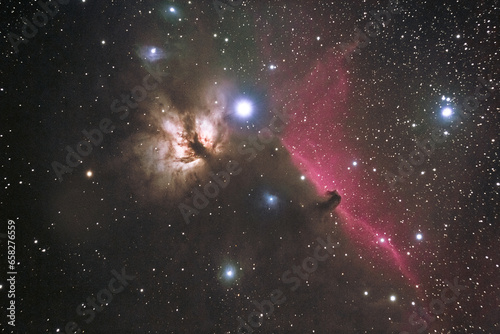 Horsehead and Flame nebulae Barnard 33 and NGC 2024 photo